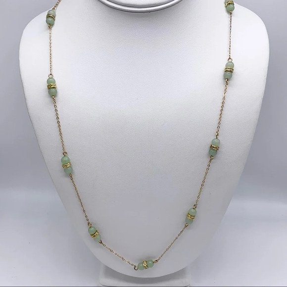 J. Crew Light Green Crystal Beaded Necklace - Picture 1 of 2